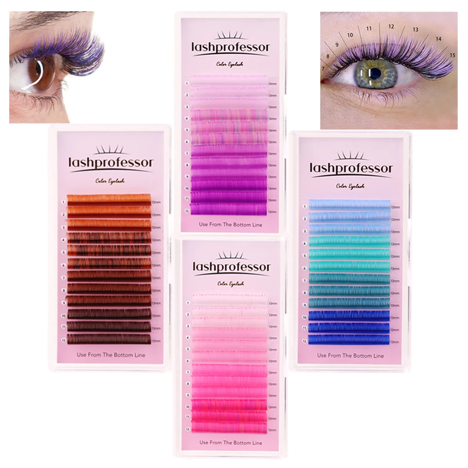 Farbverlauf rosa blau lila braun Farbe Wimpern verlängerung einzelne Faux Nerz Ombre falsche augen farbene Lashe für Make-up Mix Farbe