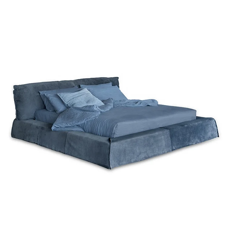 Modern Double Bed Bedroom Set Leather Fabric Soft Blanket Wood Folding Inflatable King Bed Hotel