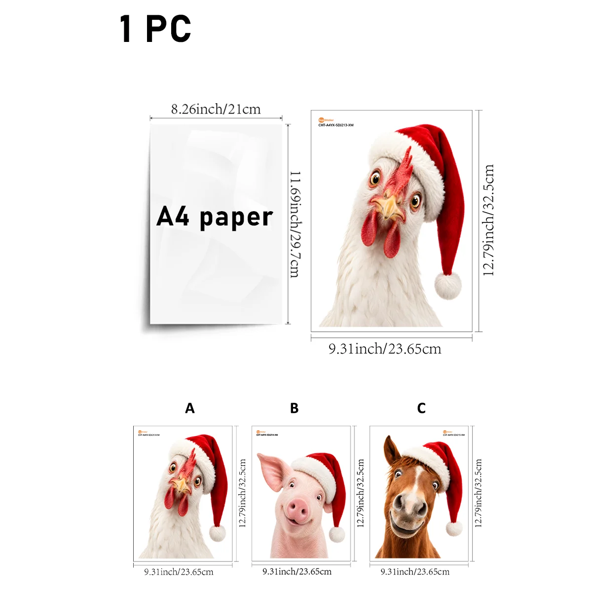 Funny Christmas Animal Static Window Clings, No Glue Reusable Double‑Sided Visible Holiday Glass Decor Stickers