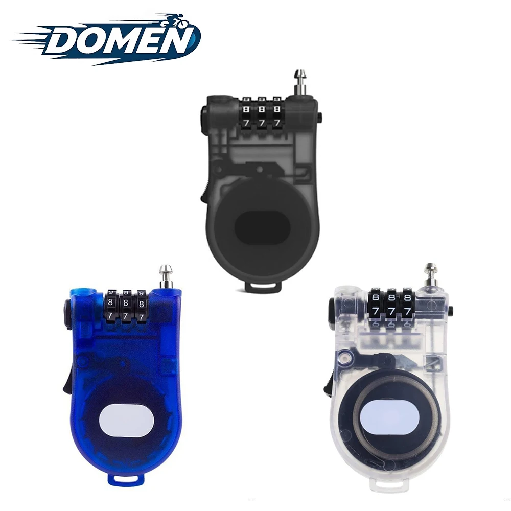 DOMEN Bicycle Steel 3 Digit Cable Code Lock Outdoor Waterproof Motorcycle Helmet Anti-Theft Chain Password Lock Bike Accessories