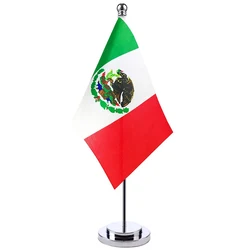xvggdg 14x21cm Mexico Banner Boardroom Table Stand Pole The Mexican Cabinet Flag Set Meeting Room Decoration
