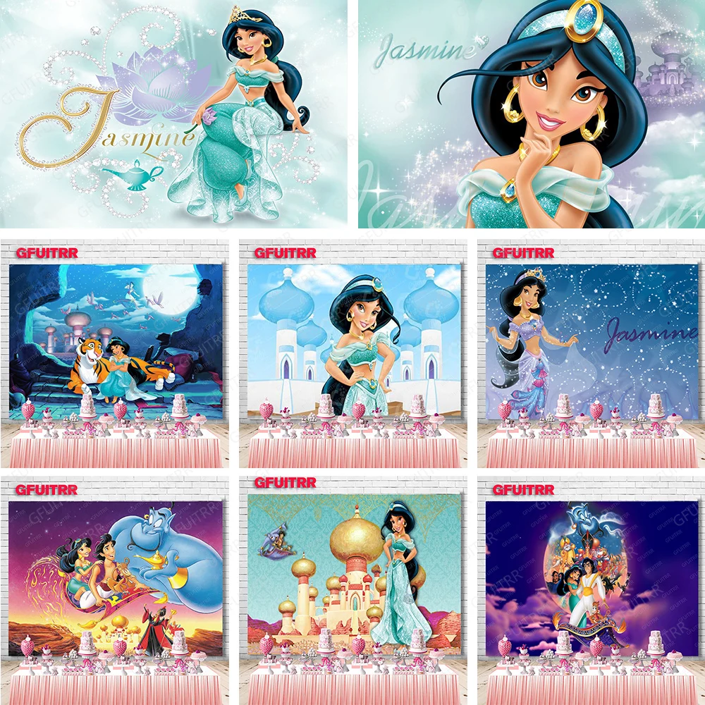 

Aladdin Princess Jasmine Backdrop Birthday Party Girls Decoration Photography Background Baby Show Studio Booth Prop Banner