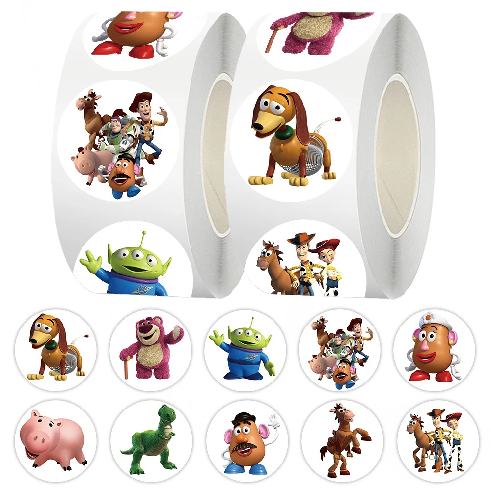 500 Stück/Rolle Disney Cartoon Toy Story Siegel-Aufkleber Coole Buzz Lightyear Aufkleber für Laptop, Handyhüllen, Notizbuch, Belohnungs-Graffiti-Sticker