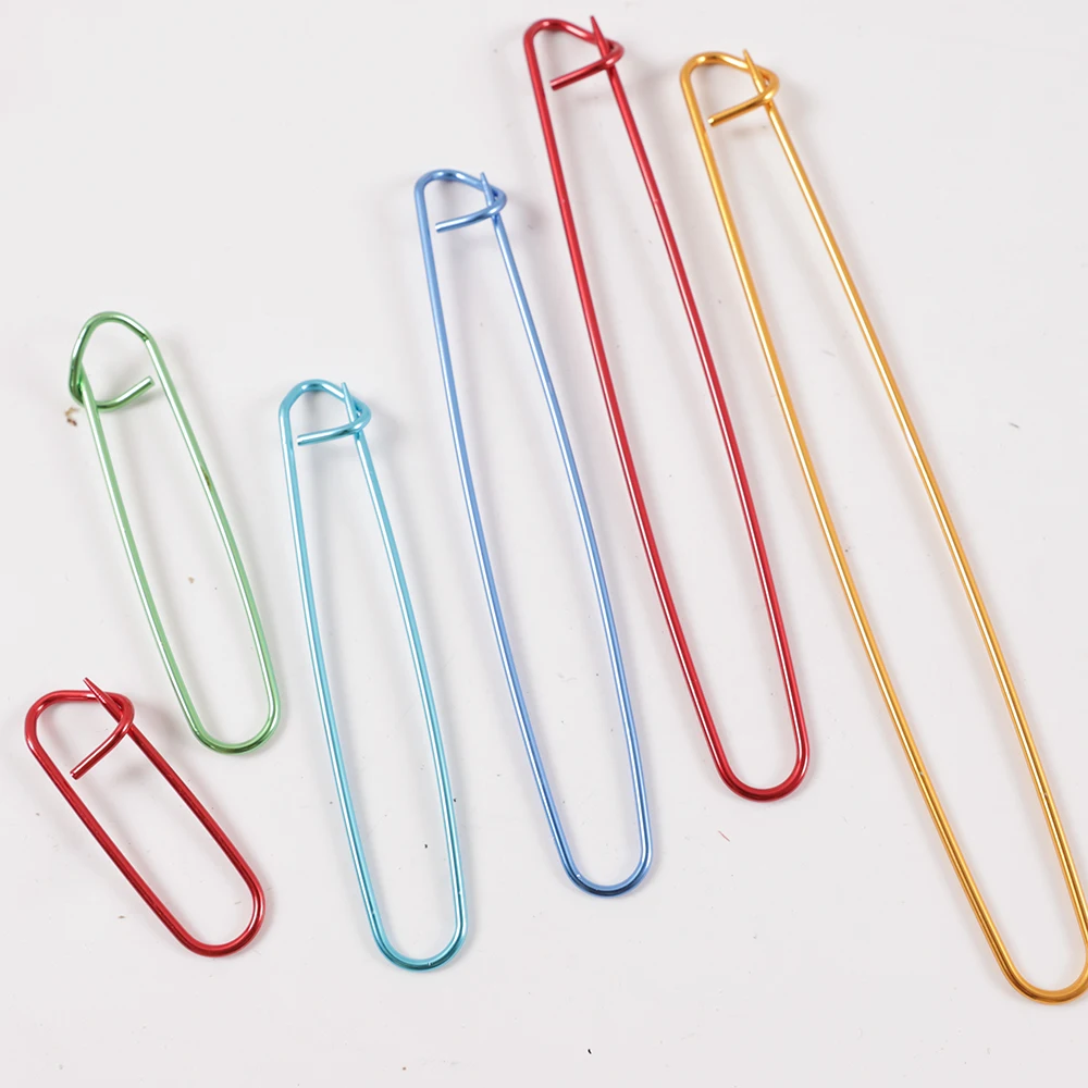 6pcs Mixed Color Aluminum Safety Pins Needle Pins Knitting Sweater Craft Stitch Locking Marker Knitting Crochet DIY Sewing Tools