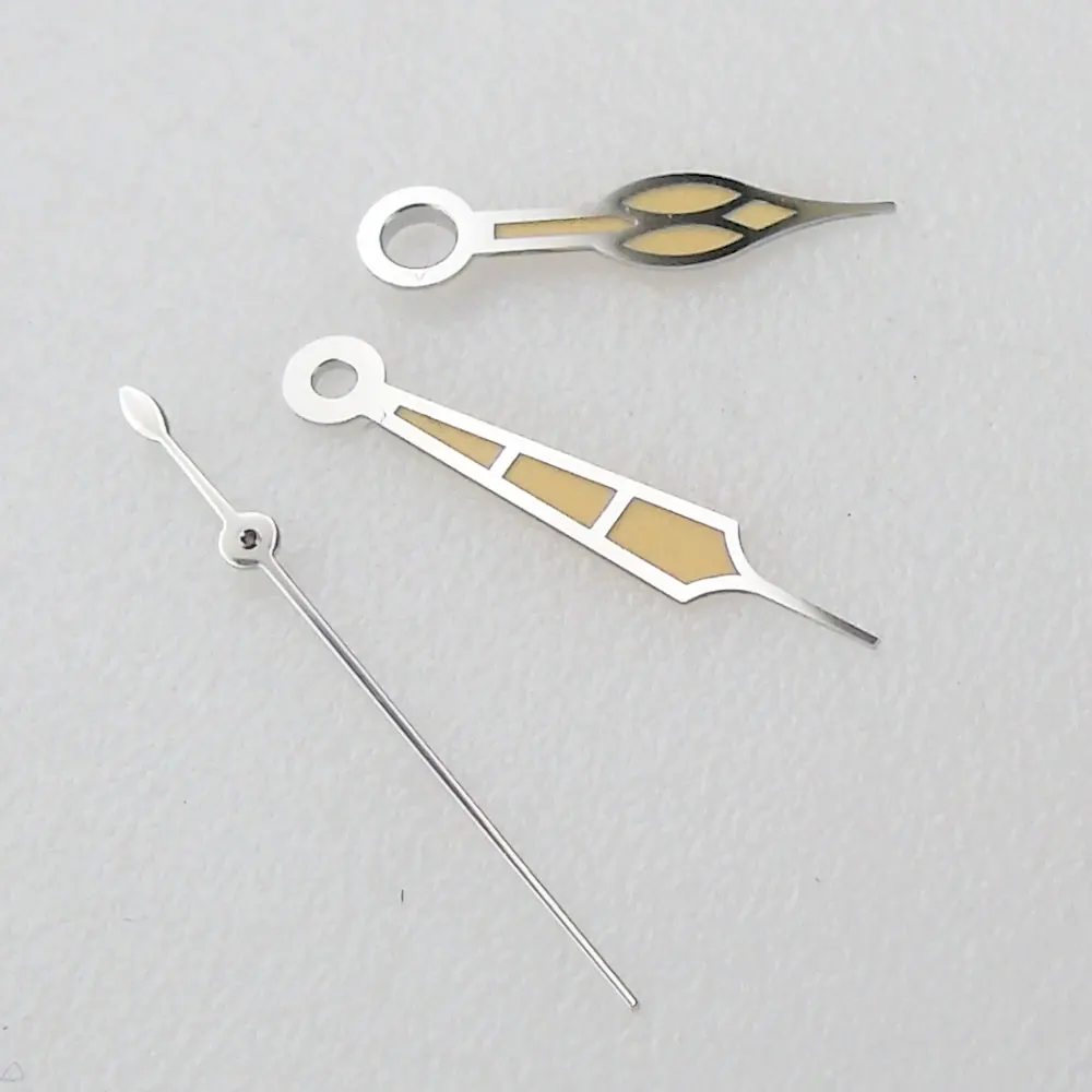 New Yellow Watch Hands for NH35 NH36 7S36 7S25 Mingzhu 2813 Miyota 8215 821A ETA2824 PT5000 Silver Edge Needle Diver Watch Mod