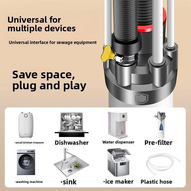 مزيل الروائح الكريهة متعدد الوظائف لتصريف المطبخ - مضاد للرائحة/البعوض/الفائض، مقاس عالمي 30-40 مم، مزيل رائحة الأنابيب المقاوم للتسرب، E