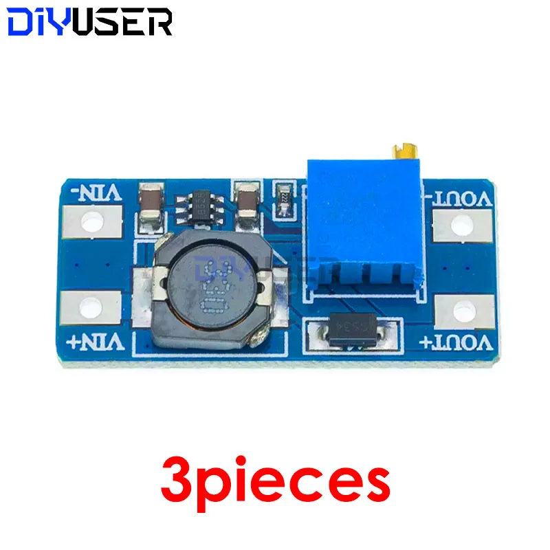 DIYUSER 3pcs MT3608 DC-DC Verstelbare Boost Converter Module 28V 2A Step-Up Voeding Hoge Efficiëntie voor Arduino DIY Projecten