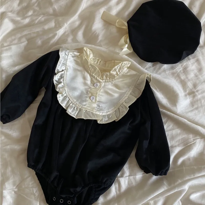 Newborn Baby Girl Boy Christmas Long Sleeve Romper With Cap Infant Toddler Velvet Jumpsuit Xmas New Year Baby Clothes 0-18M