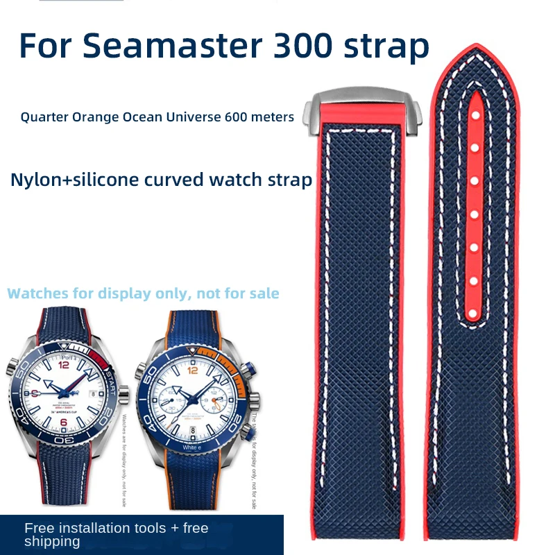 

For Omega Seamaster 300 Observatory Ocean Universe 600 Quarter Orange Nylon Rubber strap Bracelet Watch Band 22mm 21mm 20mm men