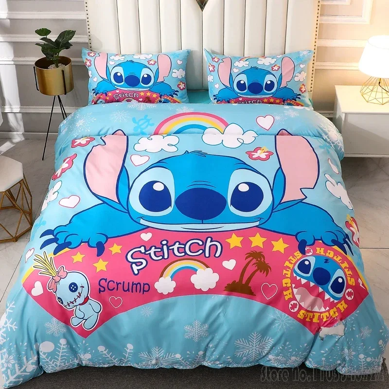  Cute Lilo Stitch Winnie Mickey Mouse Bedding Sets Duvet Cover Set HD Comforter Cover for Kids Bedclothes Bedroom Decor