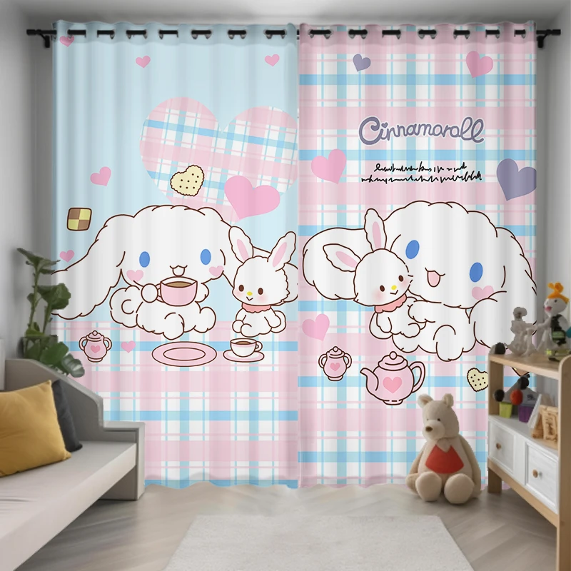 MINISO Full Blackout Cinnamoroll Cartoon Children\'s Room Bay Window Cute Girl\'s Bedroom No Punching Full Blackout Fabric Custom