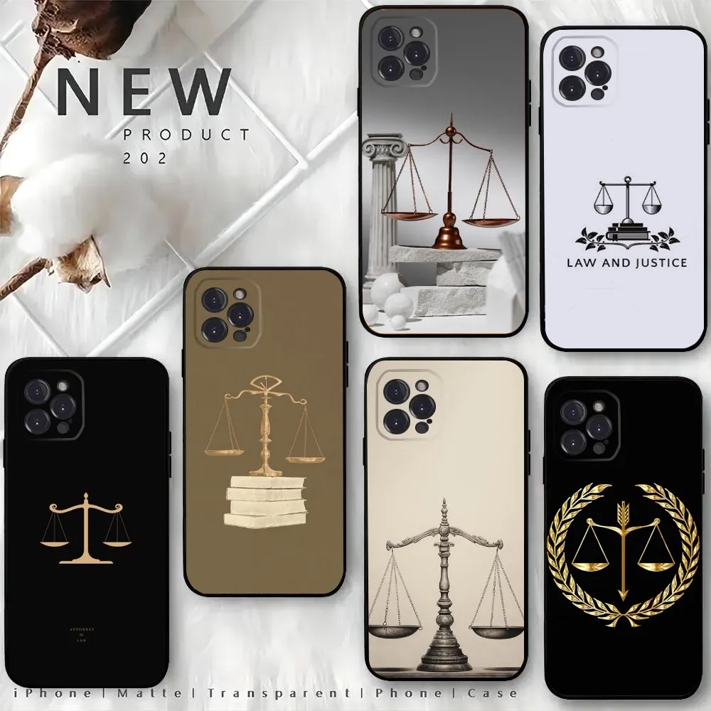 Law Judge Justice Lawyer Phone Case For iPhone 16,15,14,13,12 Mini 11 Pro XR,X,XS,MAX 7,8 Plus Silicone Cover Soft Black