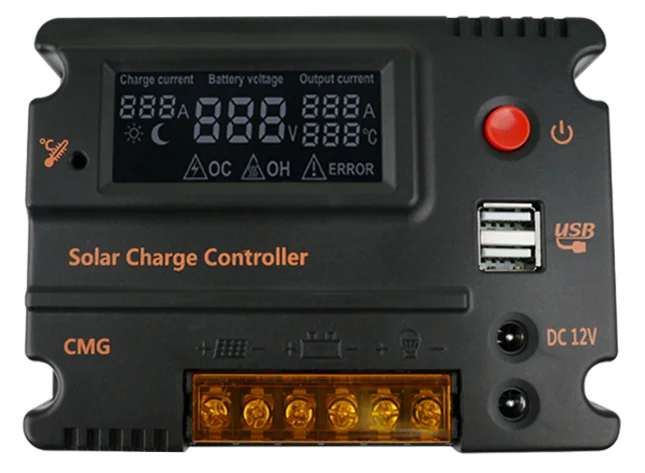 Tianjun MPPT Solar Controller 12/24V10A20A LCD display, with switch, dual DC dual USB output,battery activation,start with PV