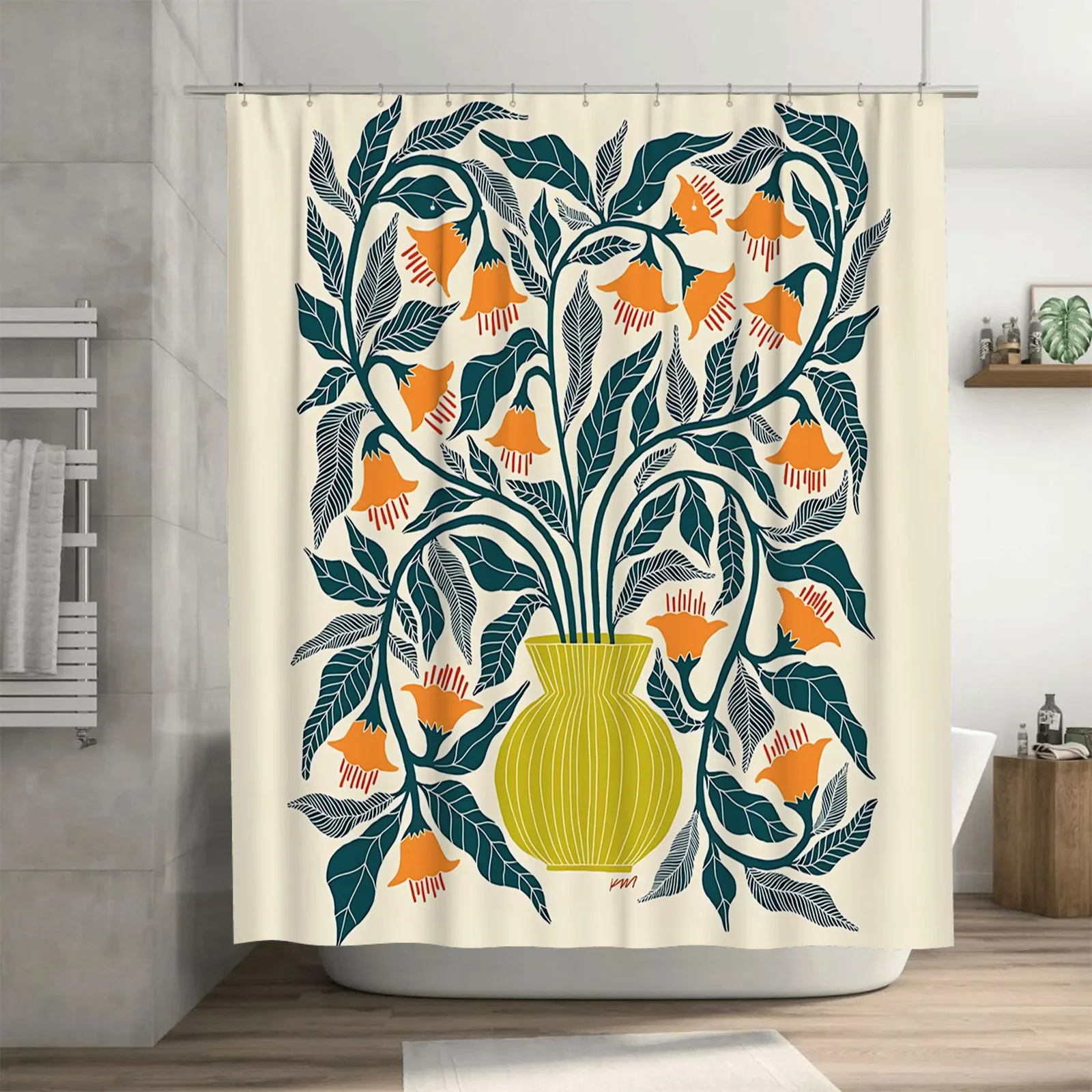

Elegant Floral Bouquet Shower Curtain for a Touch of Nature Bathroom Eco-Friendly Fabric Non-Toxic Spring Home Decor