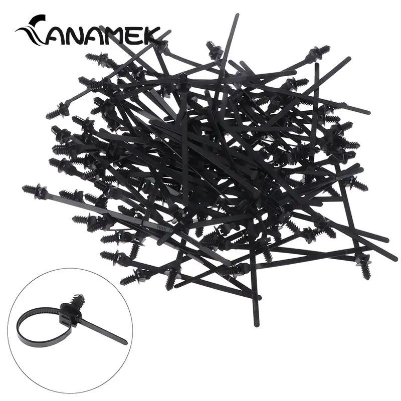 10pcs Car Harness Retainer Clip Removable Threaded M6 M8 M10 Hole Nylon Vehicle Motocycle Cable Tie Push Mount Auto Fasteners