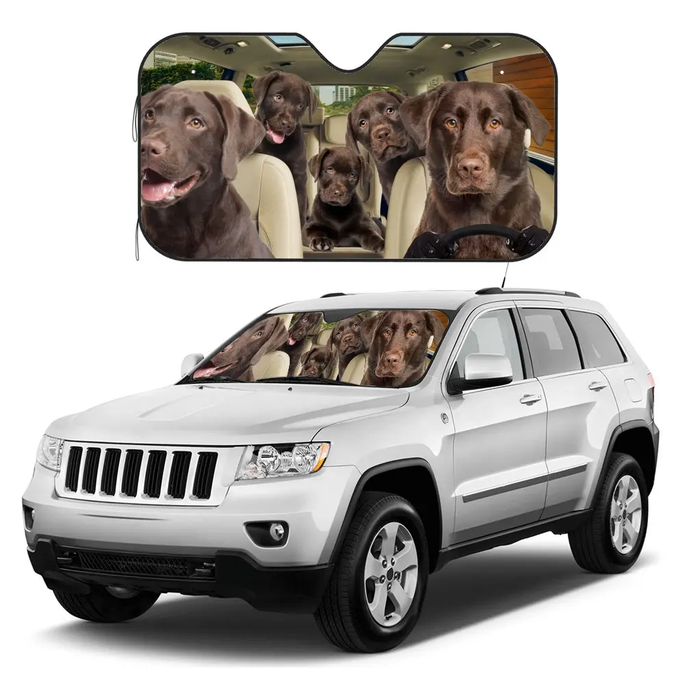 Silver Lab Puppy Driving Car Interior Front Windshield Sun Shade, King Vulture Sunshade for Truck SUV- Blocks Uv Rays Protector