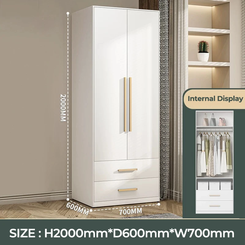 خزانة ملابس بباب مزدوج قابل للتعديل من الفولاذ الحديث مع درجين لأثاث غرفة النوم والفندق وغرفة المعيشة #2