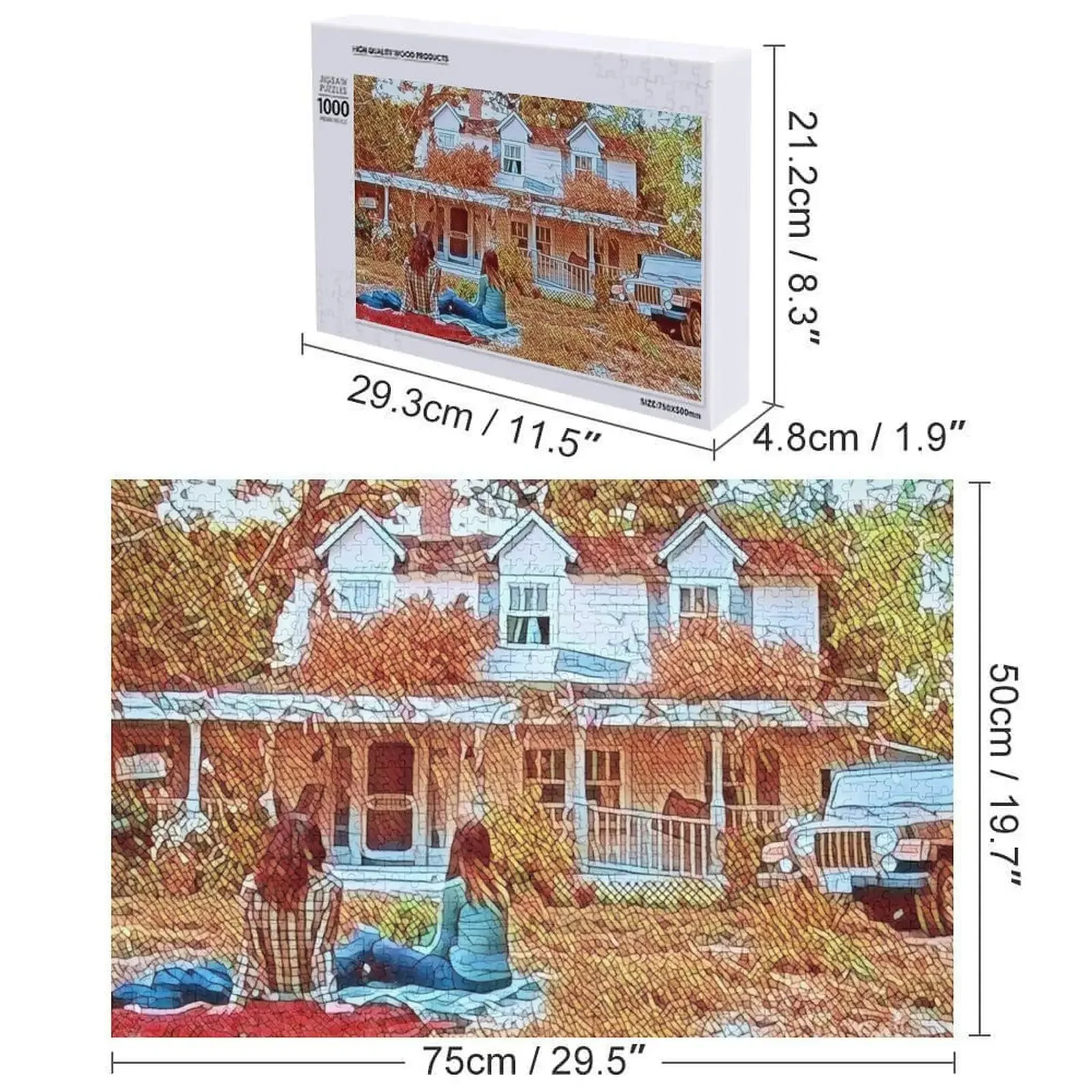 Puzzle de pique-nique à l'auberge avec photo, nom en bois personnalisé, cadeau personnalisé, vieille maison