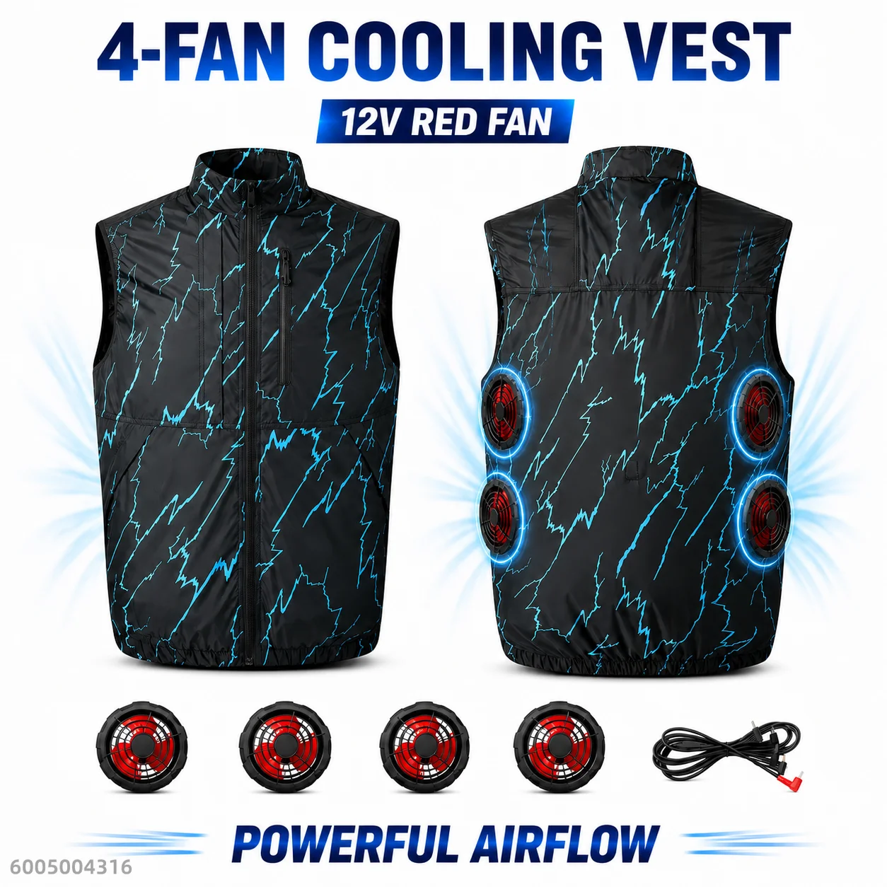 Summer 4 Fans Air Conditioning Cooling Vest Men Women Ultralight Outdoor Jacket Sun Protection Windbreaker Travel Fishing Sports