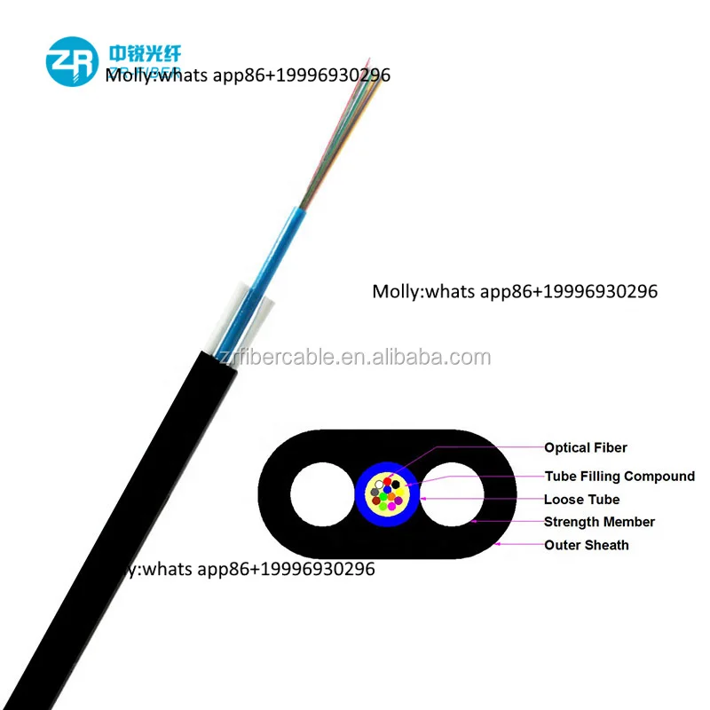 FTTH cable de drop de bobina 8 hilos fibra optica 12 hilos monomodo