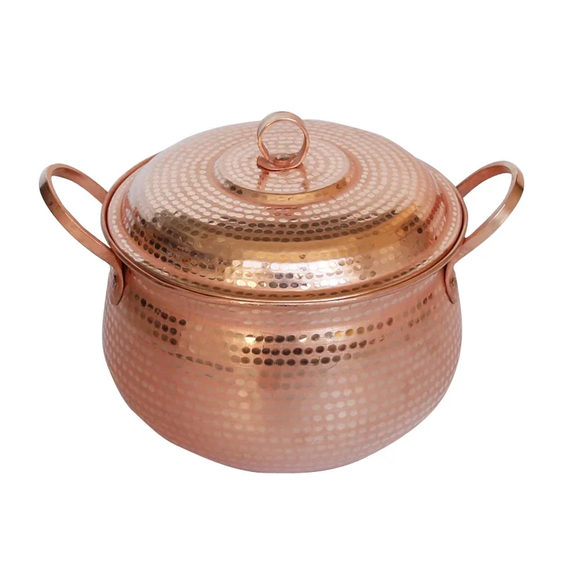 High Quality Copper Pot Handmade Stew Cooker Thermal Soup Casserole Pure Copper Steamer Durable Cookware Efficient Cooking Pot