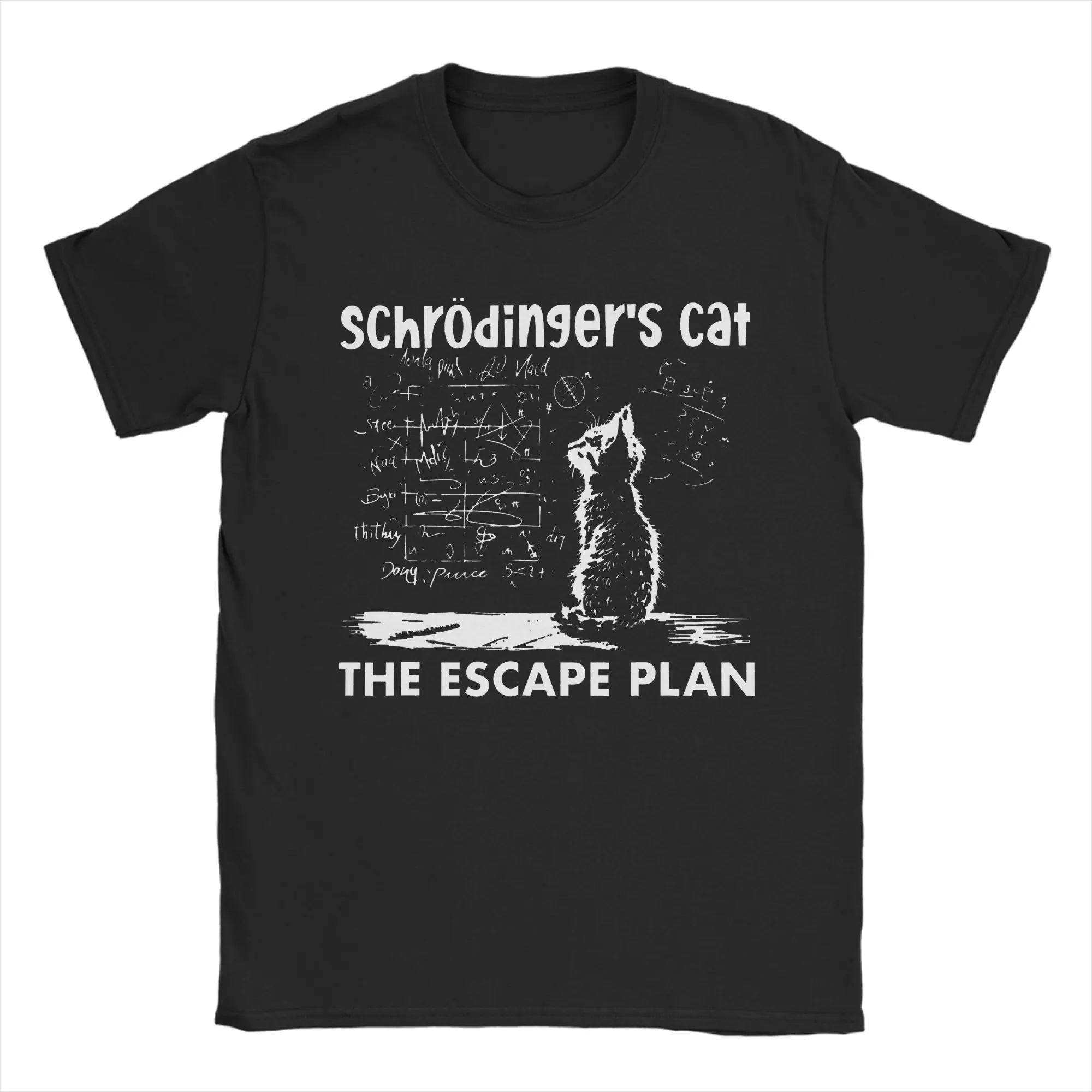 Schrodinger's Cat The Escape Plan T-Shirt Men  Vintage 100% Cotton Tees Crew Neck Short Sleeve T Shirt Summer Tops