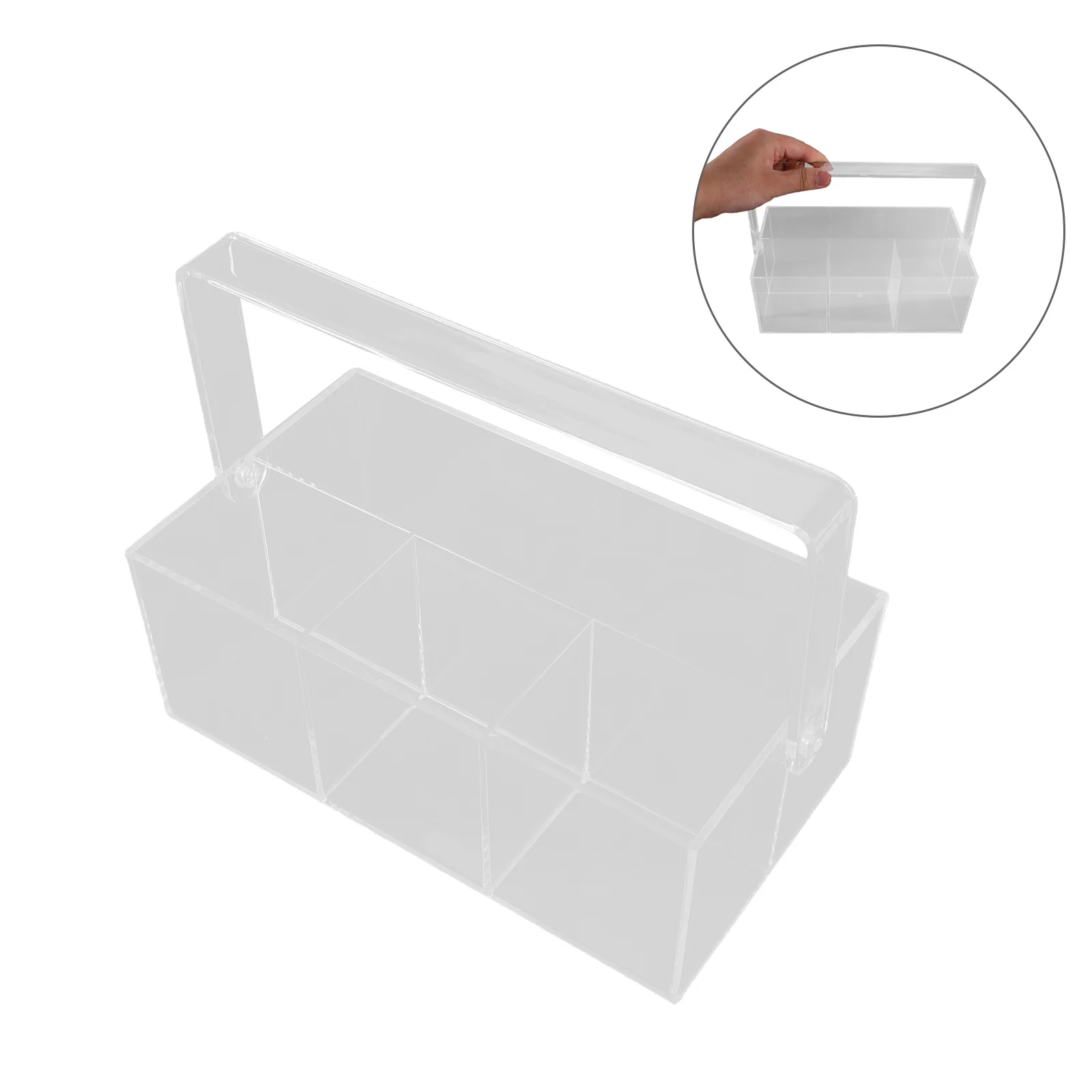 صندوق منظم أدوات المائدة من الأكريليك الشفاف مع مقبض متعدد الأغراض لتخزين أدوات المطبخ وحامل أدوات المائدة لتناول الطعام في النزهة