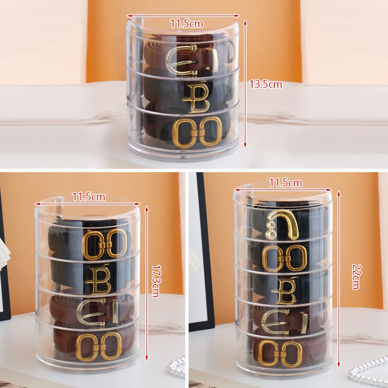 Rotating Multi-Layer Belt Organizer  Transparent Display Case For Women\'s Belts Necklaces Jewelry Tie And Bow Tie Storage Holder