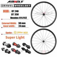 AIRWOLF 700c Road Bike Wheels DISC DT350 DT240 Hubs Carbon Wheelset Pillar 1423 Gravel Wheels Super Light 30mm Tubeless Hook rim