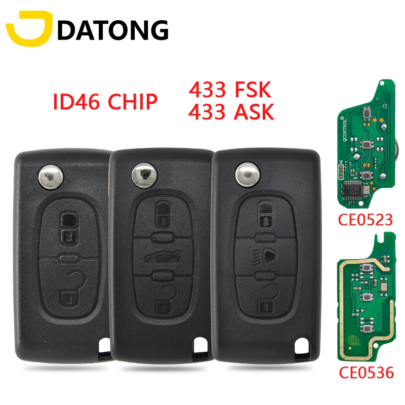 

Datong World CE0523 PCF7941 CE0536 PCF7961 433ASK/FSK Car Remote Key For Peugeot 307 308 2009 408 407 207 2007 SW Citroen C2 C3