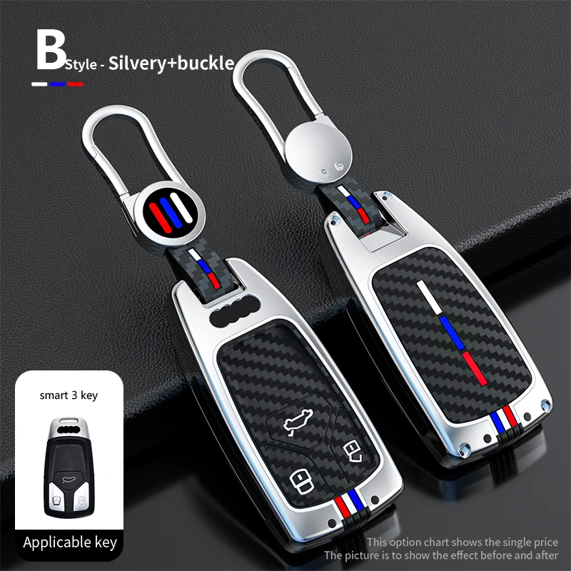 Car Zinc Alloy Key Case Cover Chain For Audi A5 A6 A7 A8 A4 RS3 RS4 SLINE Q3 Q5 Q7 Q8 B6 B7 B8 2021 2019 2020 Car Accessories