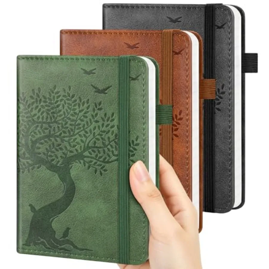 A6 Pocket Notebook Lined Journal: 3 Pack Small Notebook College Ruled, Leather Pocket Notepad, Hardcover Mini Journals for Writ