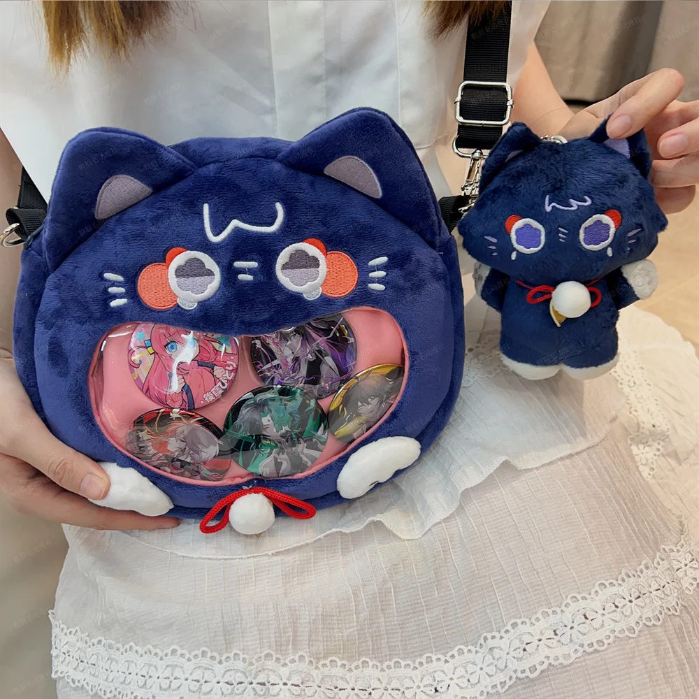 Csonka genshin Becsapódás scaramouche Cica crossbody Olvasottság itabag Erszény kawaii Plüss aranyos Cica Boltváll Hírnök Olvasottság kijelző ita Olvasottság Adomány