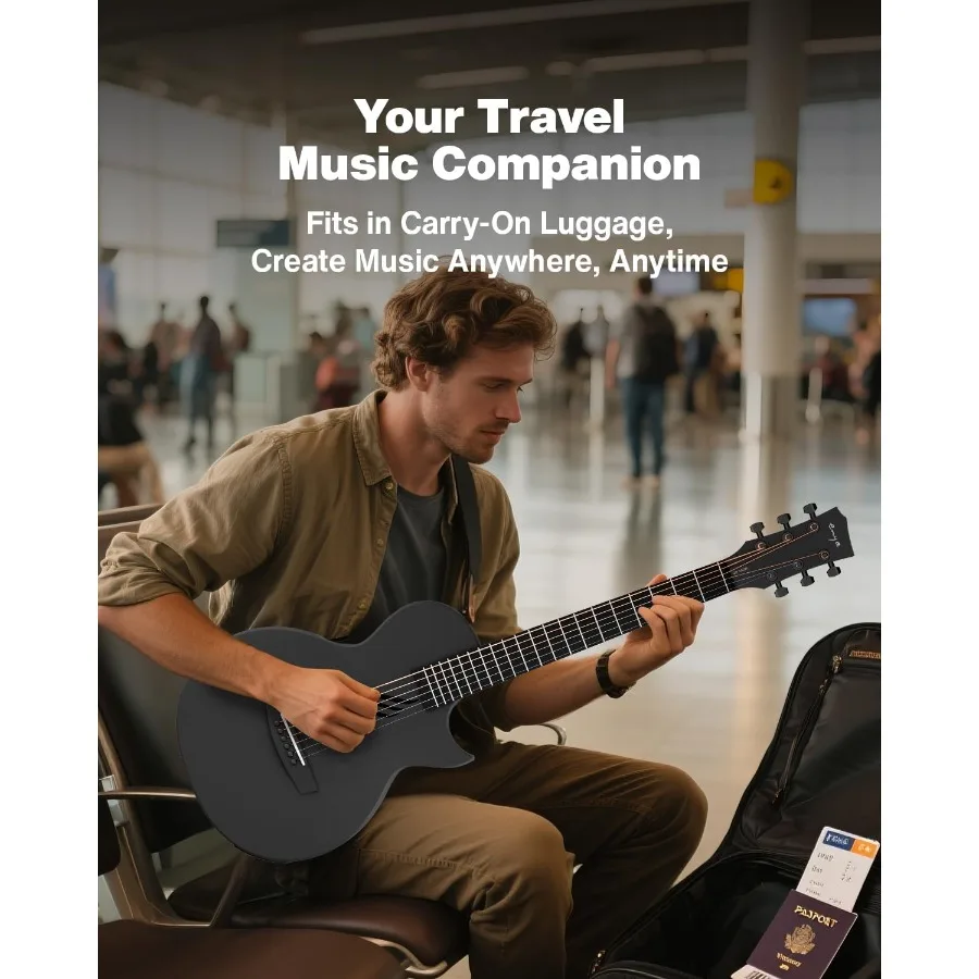 جيتار صوتي للسفر من ألياف الكربون من Enya Nova Go مقاس 1/2 جيتار خفيف الوزن مقاوم للرطوبة للبالغين والمبتدئين محمول D #6