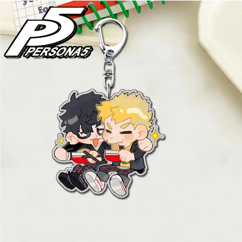 Persona Anime Keychain Women Amamiya Ren Yuuki Makoto Acrylic Key Chain Man Key Ring Cute Accessories Bag Pendant Ornament Gift