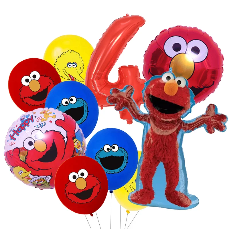 Einwegteller, Becher, Tischdecke, Ballon-Hintergrund, Geburtstagsparty-Geschenke, Sesam-Cartoon-Straßen-Geburtstagsparty-Dekorationszubehör – Detail 38
