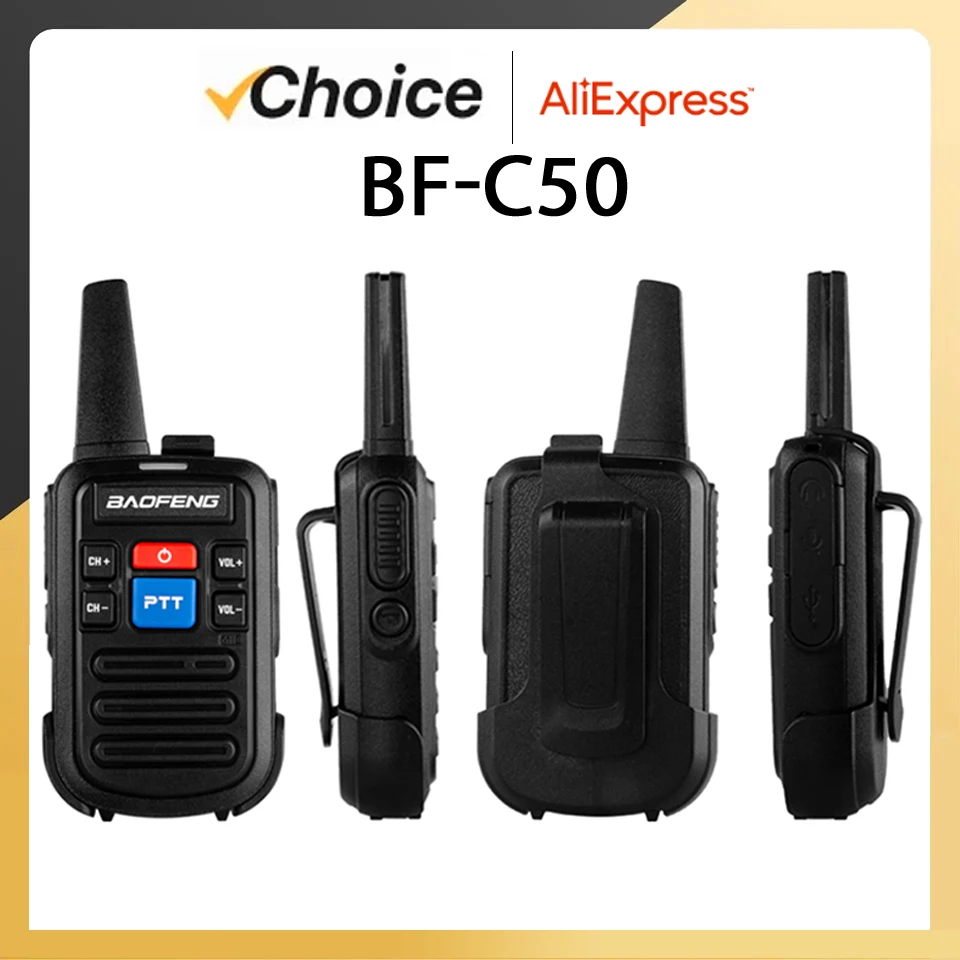 Baofeng BF-C50 Mini Walkie Talkie  UHF Dual PTT Type-C Charger Child Intercom HF Transceiver Protable CB Ham Radio