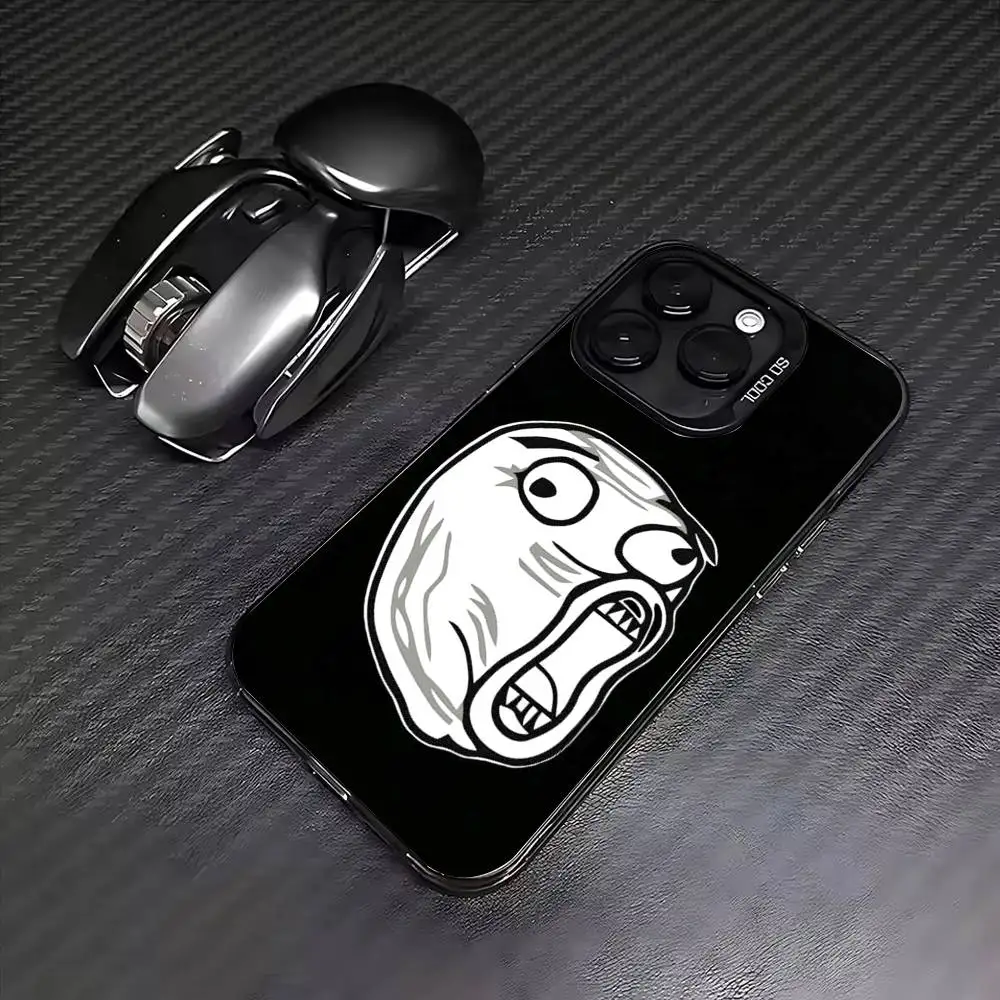 Emoticons T-Trollface Phone Case For iPhone 17, 16,15,14,13,12,11 Plus,Pro Max, Colorful Silver Funda Cover