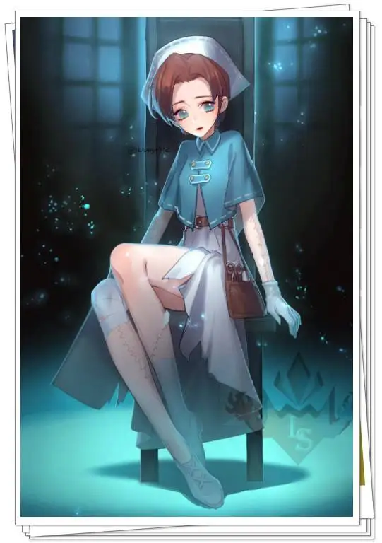 Костюм для косплея Эмили Дайер из Identity V - синяя юбка, шаль, шапочка медсестры, костюм на Хэллоуин