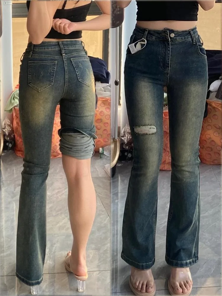 

Женские джинсы Bootcut Y2K для путешествий, повседневные, универсальные, элегантные, синие, качественные, для колледжа, с тонкими штанинами, праздничные, стильные, для студентов, мягкие, простые для девочек