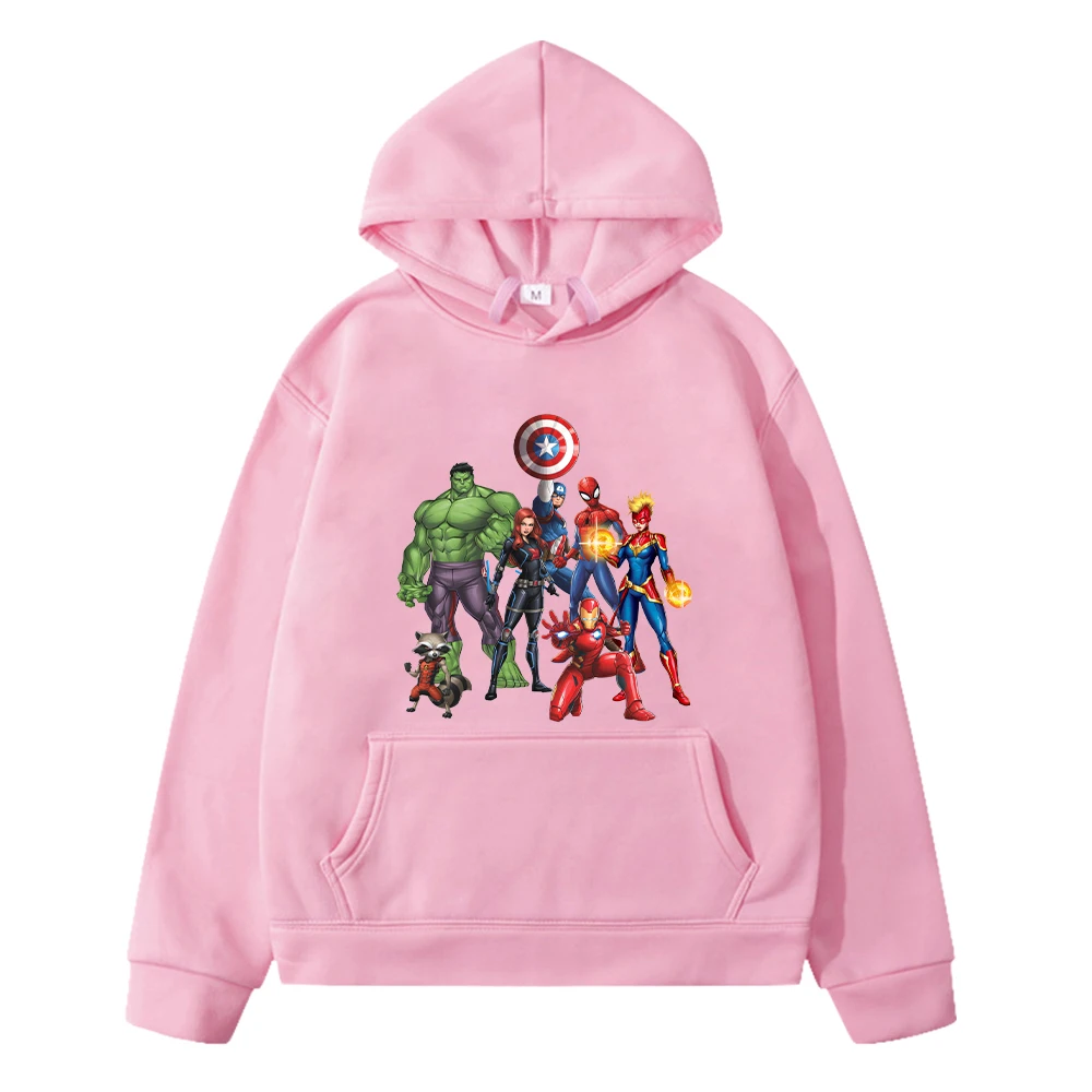 Marvel print anime hoodie hoodie Fleece sweatshirt  Cute pullover Superman Autumn Kawaii jacket y2k sudadera kids clothes girls