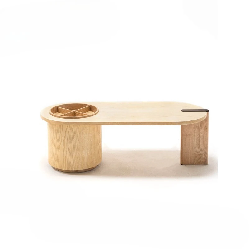 Wabi Sandy Wind Solid Wood Round Modern Simple Small Apartment Tea Table