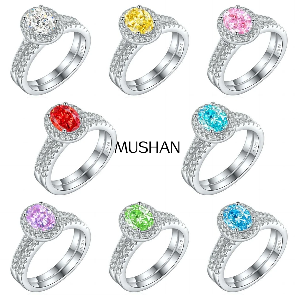 

MuShan Brand Jewelry 925 Sterling Silver Ring Zircon 7A Grade Asscher Vacation for Her 18K Gold Plated Fine Jewelry Rings