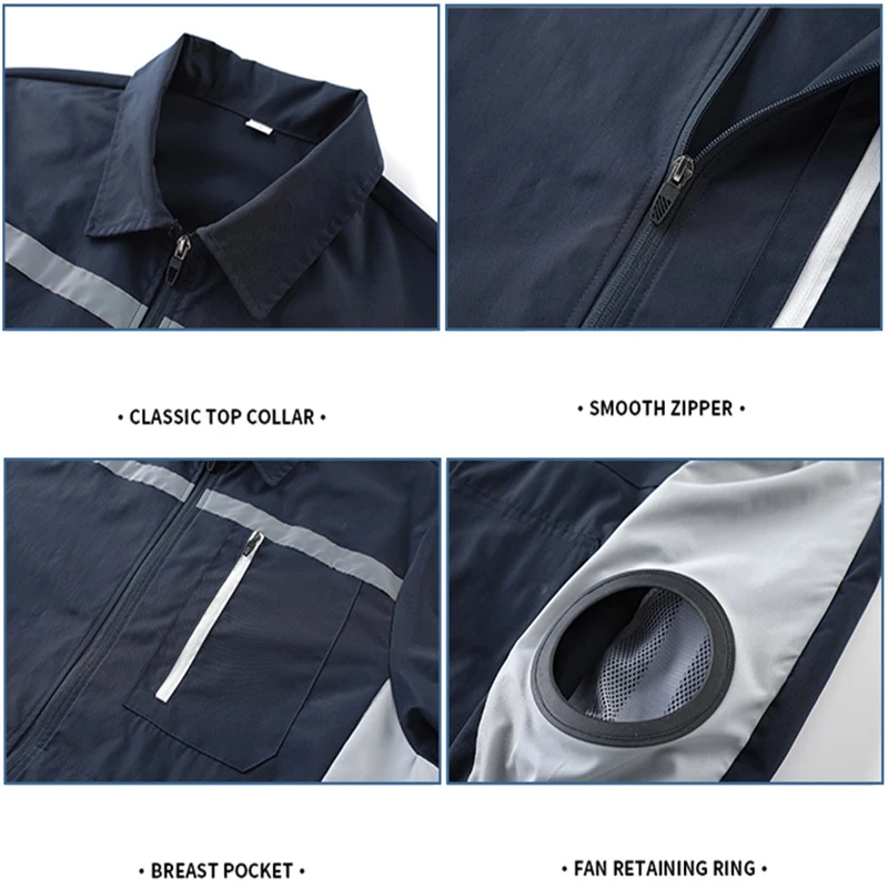 Summer Outdoor Fishing Fan Clothing Travel 2 Fan Air Conditioning Suit Construction Site Heatstroke Prevention Cooling Work Coat view 6