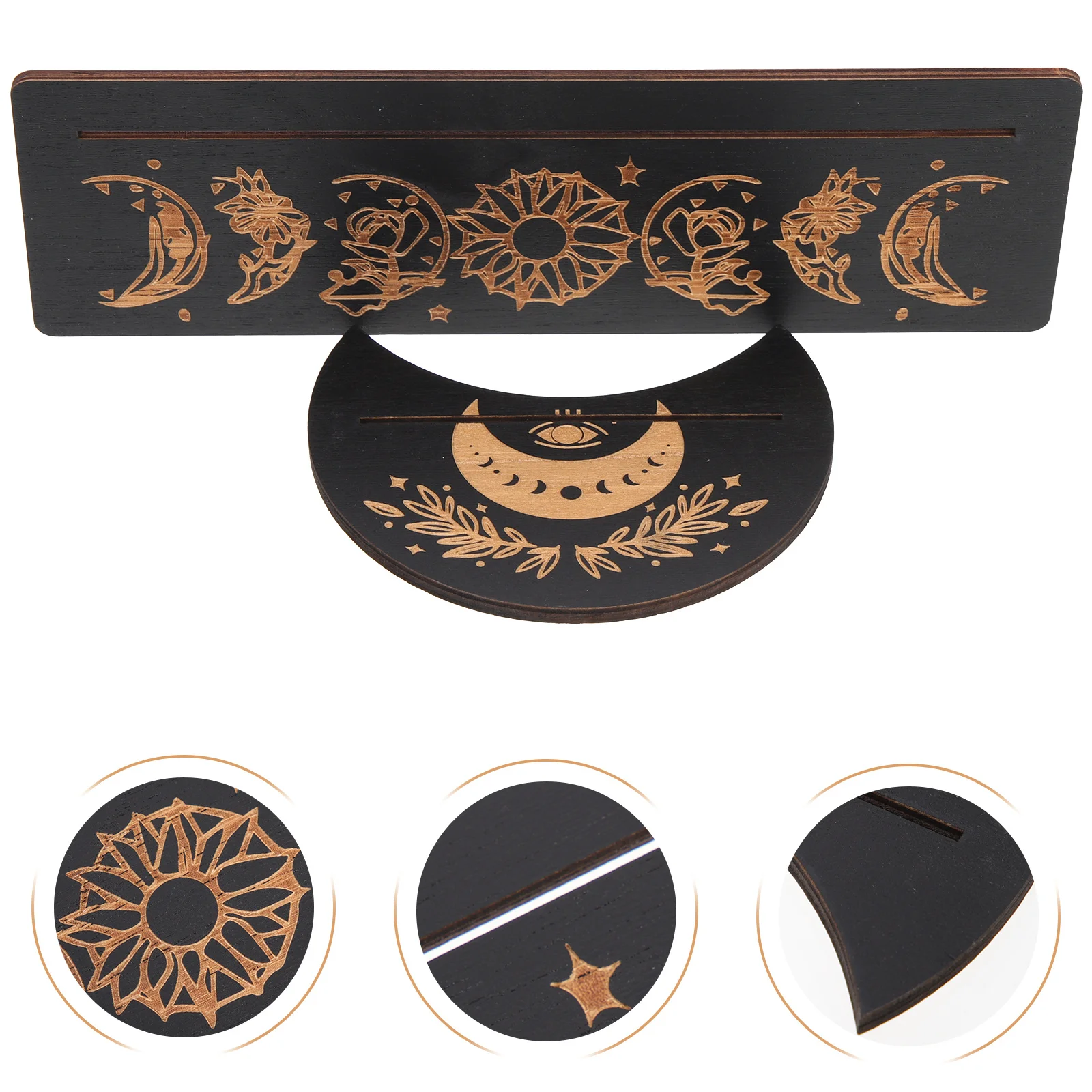 

1Set Wooden Tarot Card Organizer Moon Design Holder Decorative Display Stand Divination Altar Bracket Tarot Card Holders