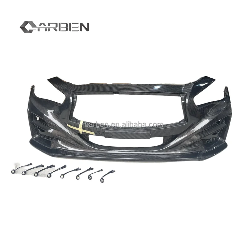 

Carben Infiniti Q50 Carbon Fiber Front Bumper Full Carbon Style Bolt-On Carbon Black for Q50S/Q50L New Retrofit/Upgrade