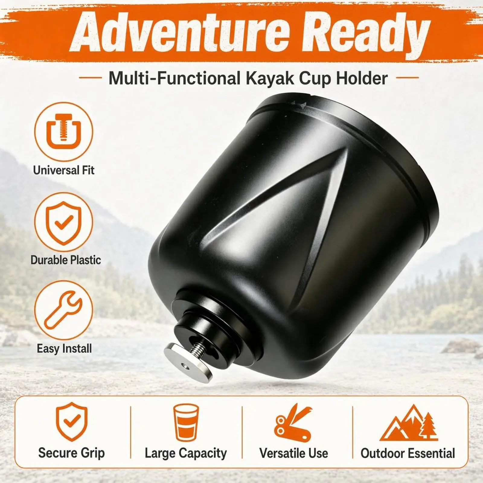 Water Bottle Holder Fishing Tool Lures Storage Track Mount Install Kayak Accessories Phone Holder Multifunctional Cup Holder