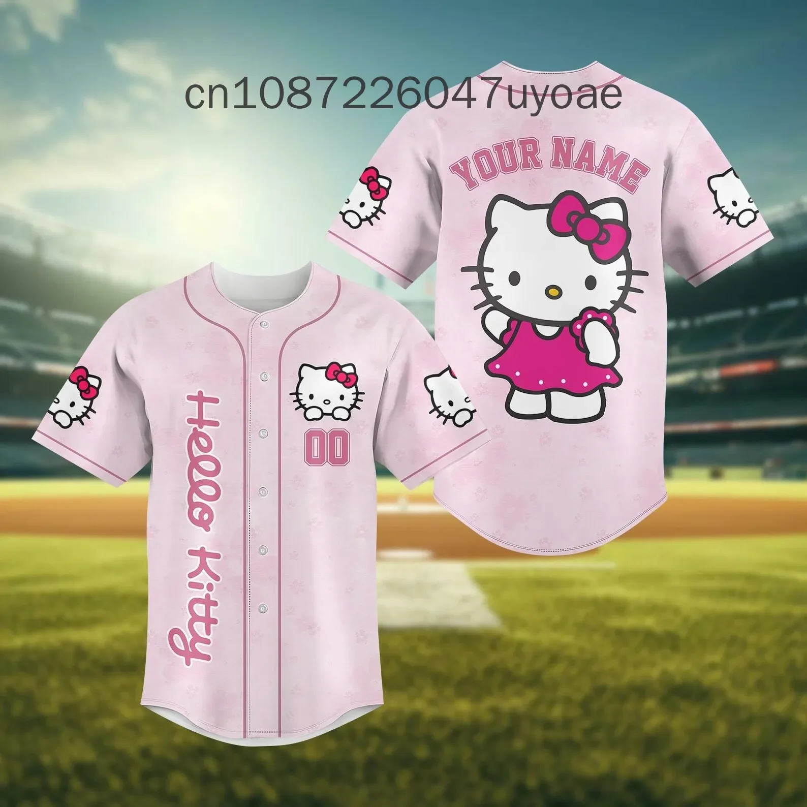 

Персонализированный бейсбольный трикотаж Hello Kitty Big White для мужчин и женщин, рубашка из джерси с индивидуальным именем, спортивный трикотаж для детей и взрослых