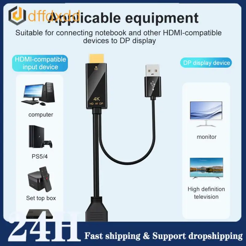 To Displayport Converter Cable 4K HDMI2.0 Adapter For PC TV Box PS5 Laptop Projector To DP Cable