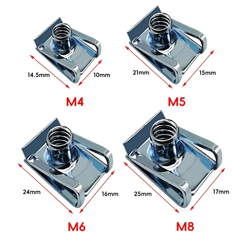 10pcs U Type Clips with Thread M6 M5 M4 M8 8mm 5mm 6mm 4mm Reed Nuts for Car Motorcycle Scooter ATV Moped